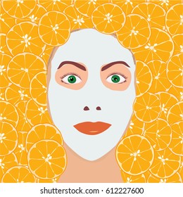 Illustration with face and cut oranges