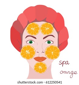 Illustration with face and cut oranges