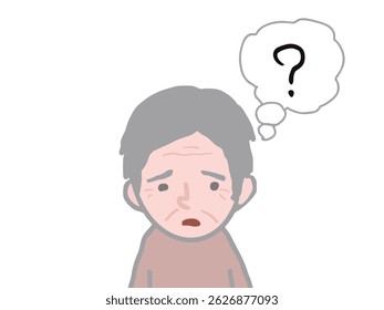 An illustration of the face of an elderly man with gray hair who is suffering from the inconveniences of menopause