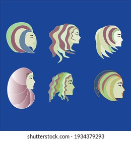 illustration face and hair women vector template logo