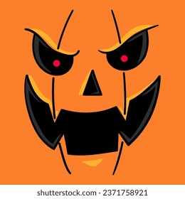 Illustration of the face of a Halloween pumpkin, Halloween illustration, design for t-shirt