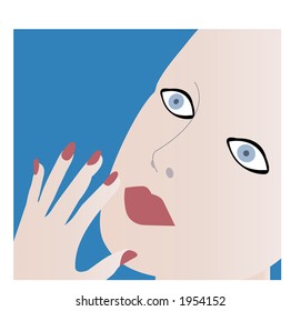 ilustración de cara y mano