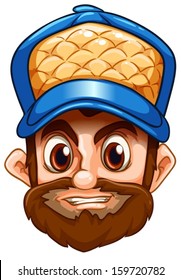 Illustration of a face of a hardworking woodman on a white background