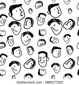 illustration face man seamless pattern - Vector Endless Background Fashion