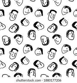 illustration face man seamless pattern - Vector Endless Background Fashion