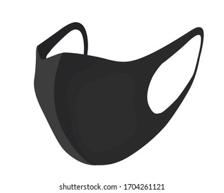  Illustration. Face Mask Black Fabric. Vector