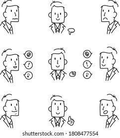 
Illustration of the face of an office worker in a suit
