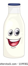 illustration of a face on a bottle on a white background