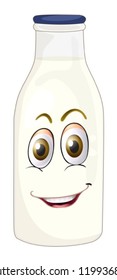illustration of a face on a bottle on a white background