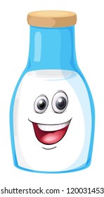 illustration of a face on a bottle on a white background