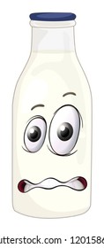 ilustración de una cara en una botella sobre un fondo blanco