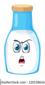 illustration of a face on a bottle on a white background