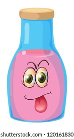 ilustración de una cara en una botella sobre un fondo blanco