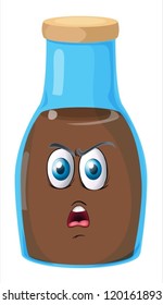 illustration of a face on a bottle on a white background