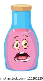 illustration of a face on a bottle on a white background