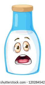 illustration of a face on a bottle on a white background