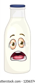 illustration of a face on a bottle on a white background