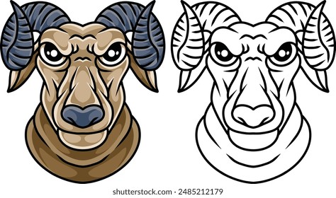 Illustration Face Rams set full color vector art