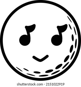 It is an illustration of a face riding the music of a golf ball.