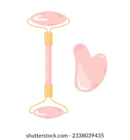 Illustration of face roller and gua sha scraper