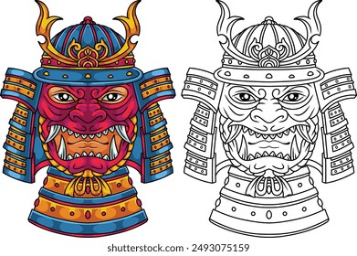 Illustration Face Samurai vector art 