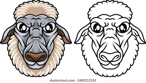 Ilustración Cara de oveja de conjunto completo de color Arte vectorial