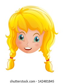 Illustration of a face of a smiling girl on a white background