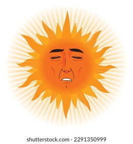 Illustration of the face of the sun taking a nap