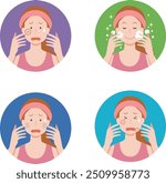 Illustration of face washing and skin troubles