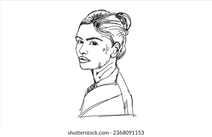 Ilustración en fondo blanco. Mujer hermosa y joven.