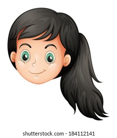 Illustration of a face of a young lady on a white background