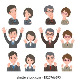 Illustration of facial expression of businessman and businesswoman