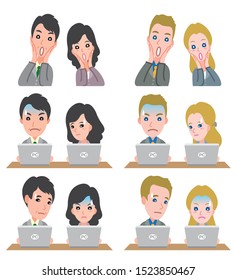 Illustration of facial expression of businessman and businesswoman