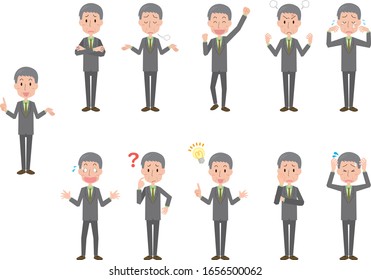 Illustration of facial expression set of middle-aged male office worker