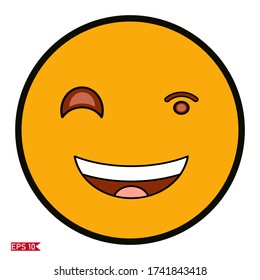 illustration of facial expressions, happy smile. illustration in a flat style