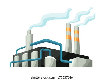 Illustration of factory or industrial building. Urban manufactory landscape of construction.