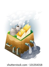 Illustration of a factory on a white background