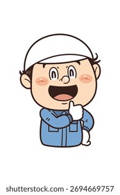 Illustration of a factory worker making an "OK" gesture