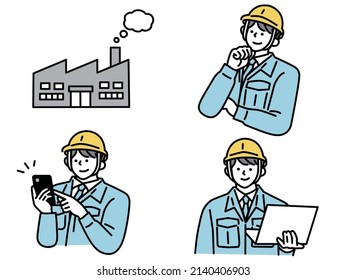 Illustration Of Factory Workers.Workers, Site, Construction, Construction, Safety, Construction, Road, Maintenance, Responsible, Management.