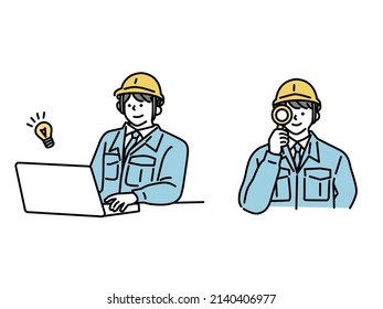 Illustration of factory workers.Workers, site, construction, construction, safety, construction, road, maintenance, responsible, management.