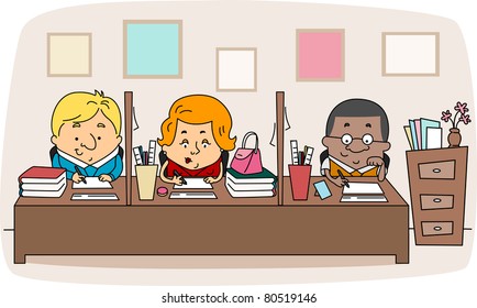 Illustration Of Faculty Members At Work