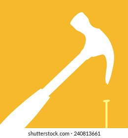 Illustration of failure with the right tool or hammer used the wrong way 