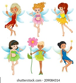 Illustration of fairies set on white