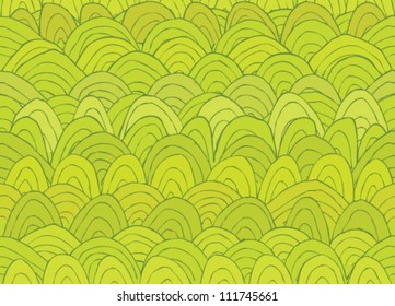 Illustration of Fairy Landscape Seamless Pattern in Spring (green)