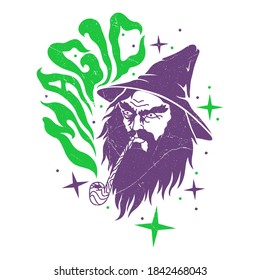 
Illustration of a fairy magician with a pipe