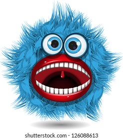 illustration fairy shaggy blue monster with blue eyes