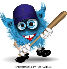 illustration fairy shaggy blue monster of baseball