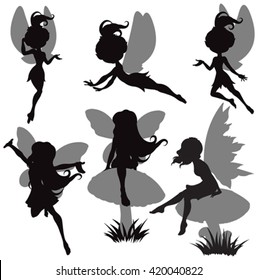 Illustration Of Fairy Silhouette Set