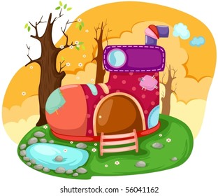 illustration of a fairy tale shoe house