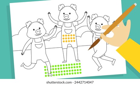 Illustration from the fairy tale The Three Little Pigs